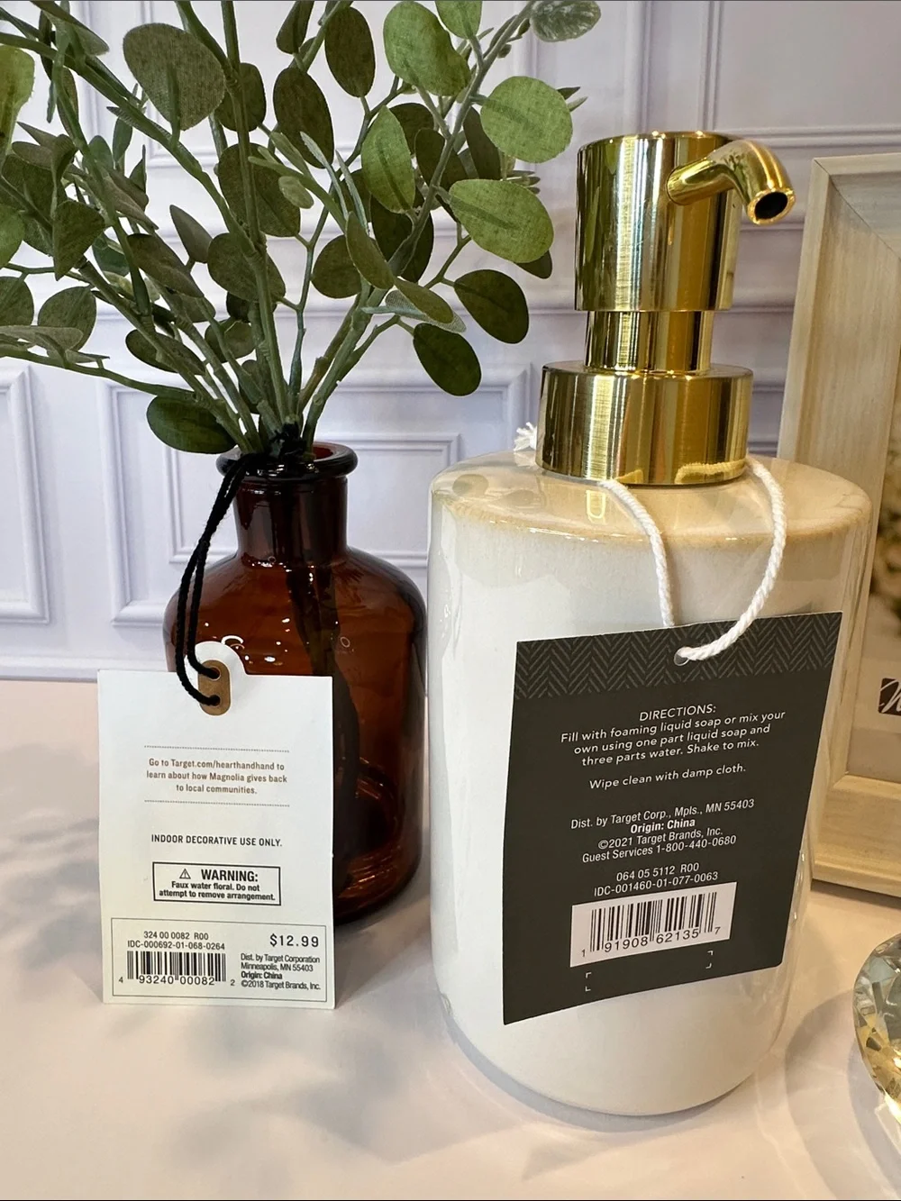 Target Ceramic Soap Dispenser, faux plant & frame Green Box Set #1